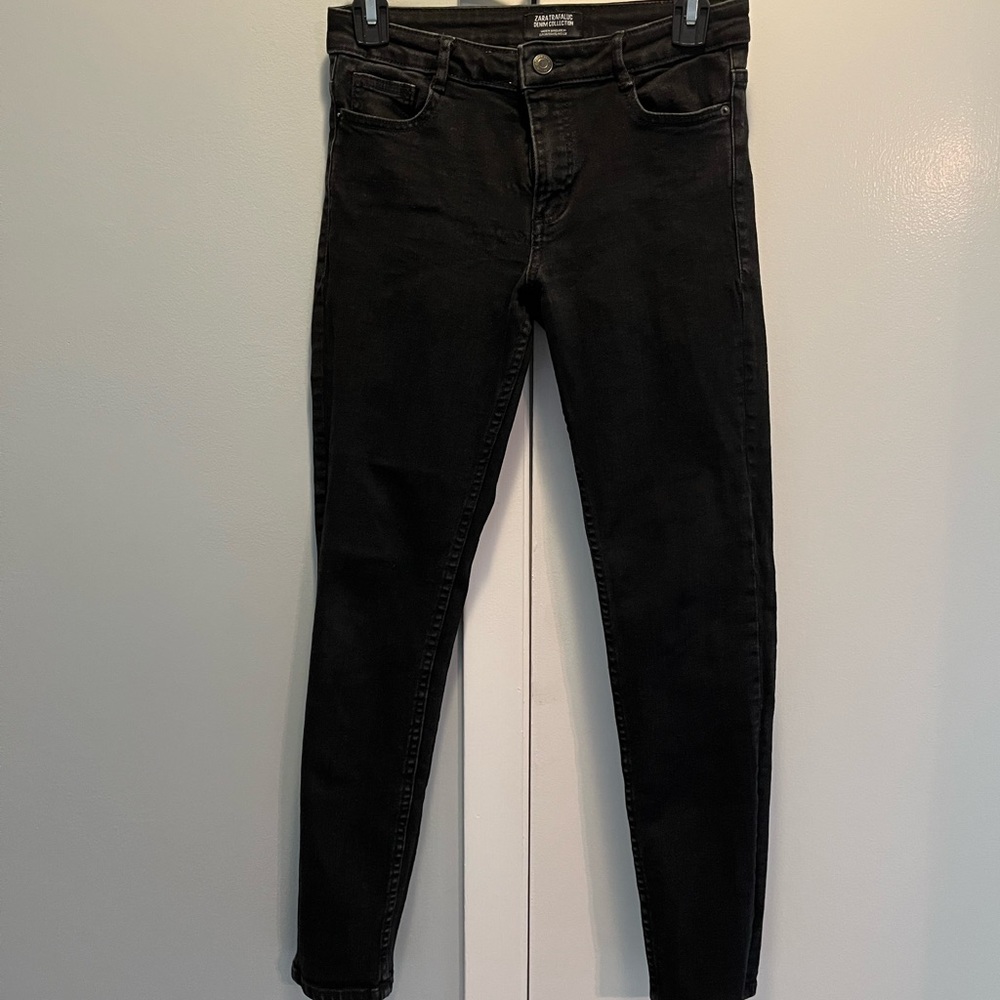 Zara mid-rise black skinny jeans